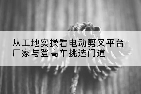 仙居电动剪叉升降平台厂家-从工地实操看电动剪叉平台厂家与登高车挑选门道